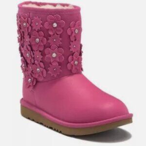 UGG Australia Classic Short II Pink Petal Pull-On Suede Leather Boots Size 3